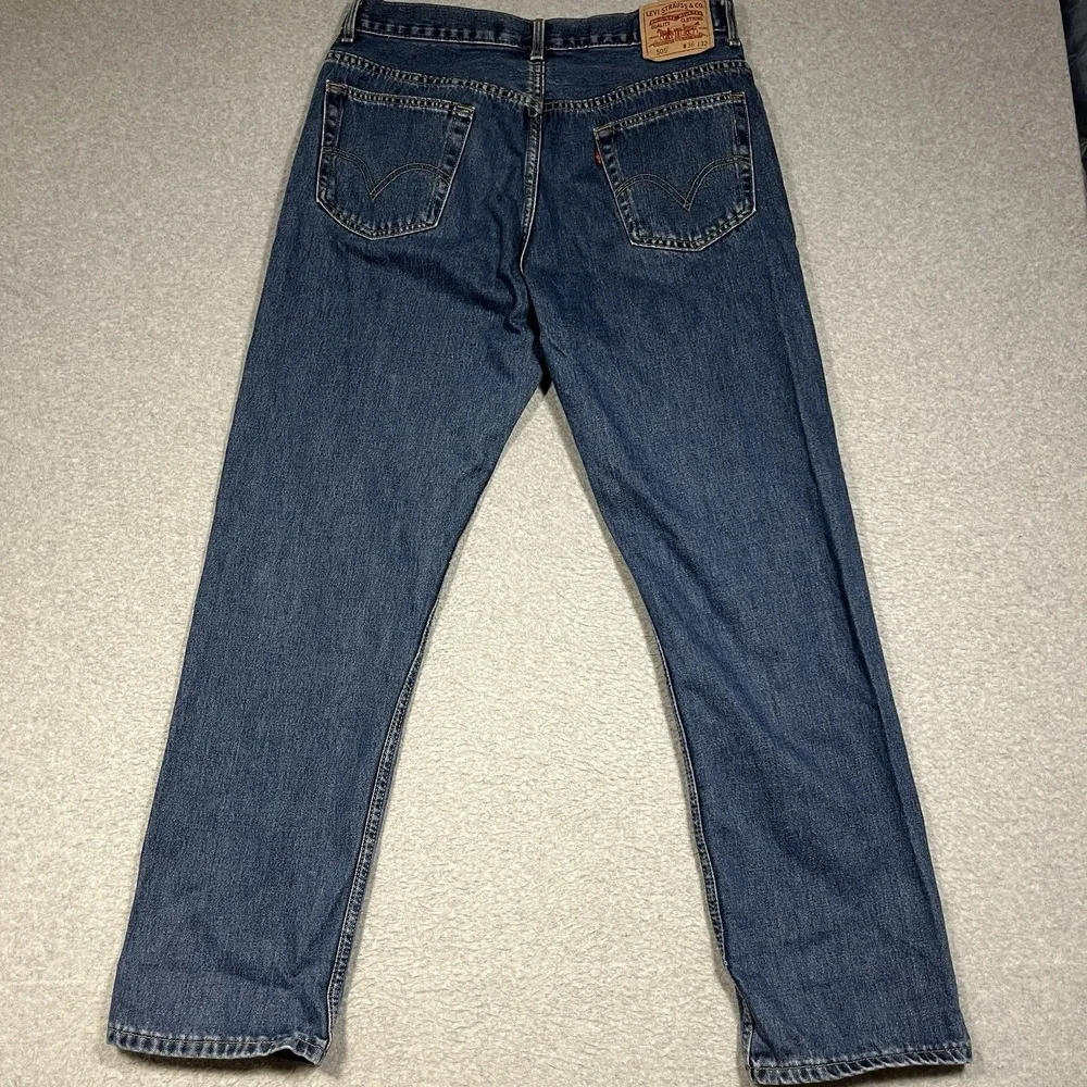 Vintage Levis Jeans Mens 36x32 (Fits 34x32) Blue 505 Straight Denim Cotton Y2K